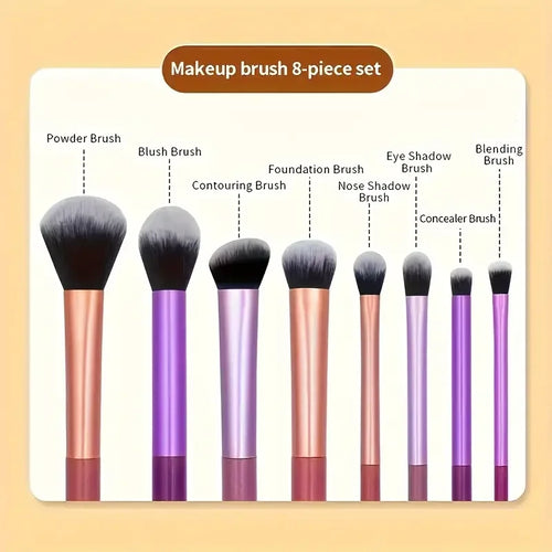 8pcs Soft Synthetic Makeup Brushes